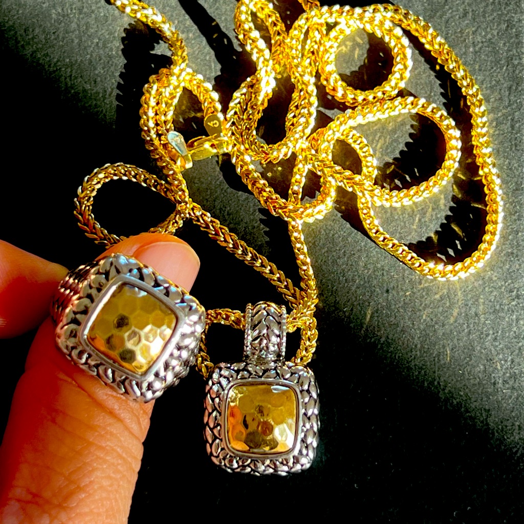 Vintage Designer 14k/Silver Ring And Pendant Set